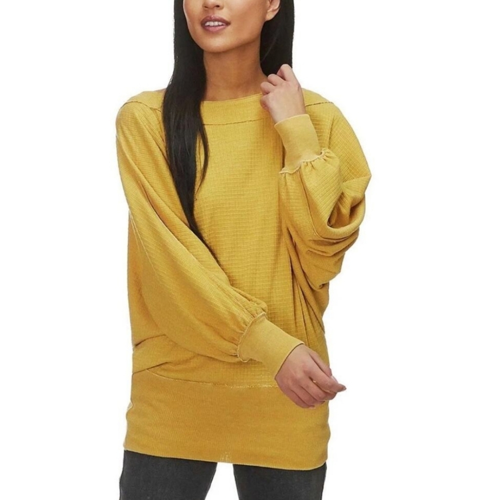 We The Free People Willow Holy Ochre Thermal Tunic Long Line Drop Shoulder Small